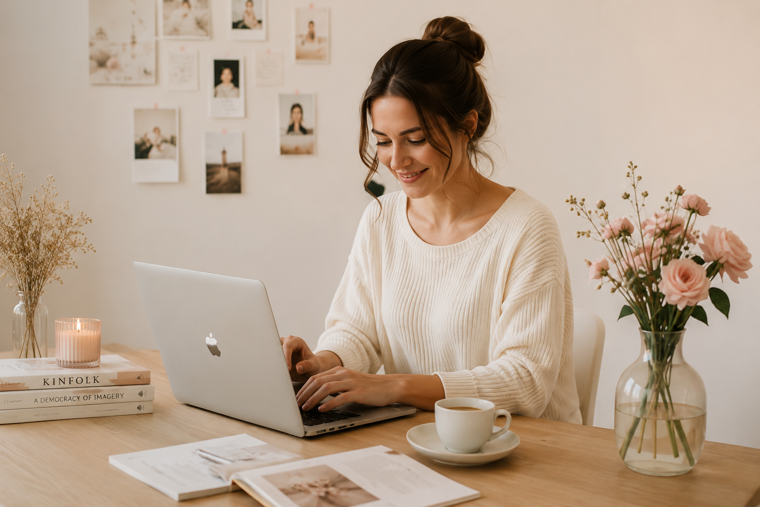 Laura, Webdesignerin von EverAfter Studio, erstellt individuelle Hochzeitswebsites mit modernem Design und RSVP-Funktion.