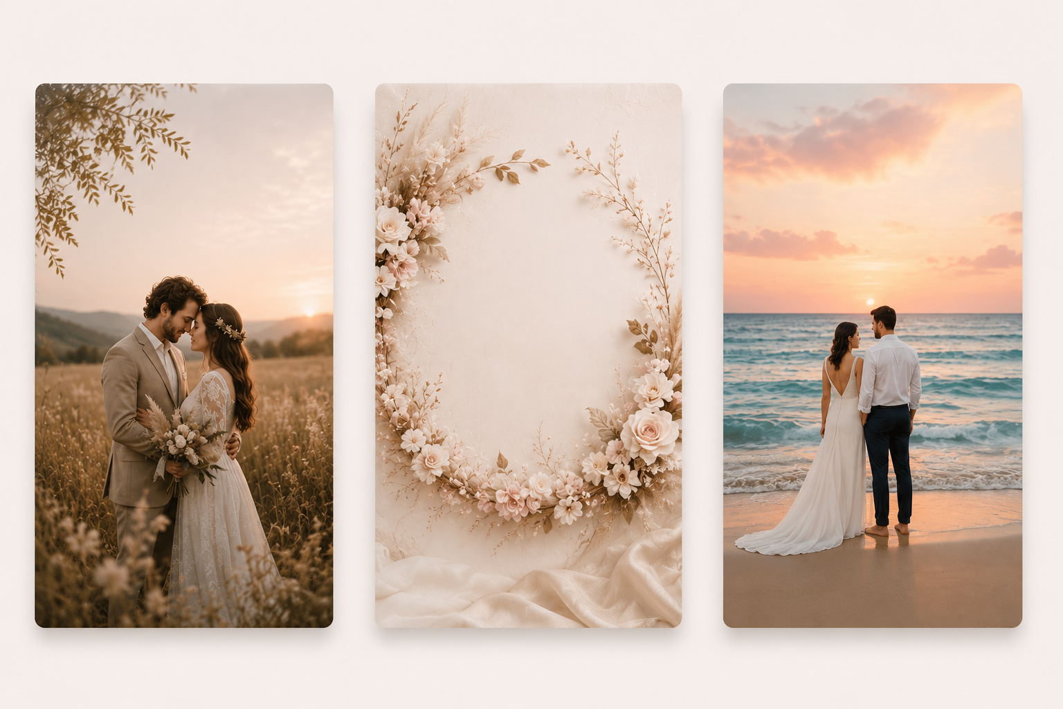 Inspiration für individuelle Hochzeitswebsites in den Stilrichtungen Boho & Natürlich, Elegant & Klassisch sowie Modern & Minimalistisch